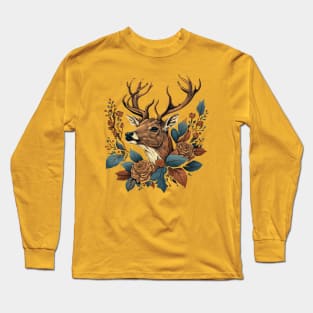Cute Floral Deer Long Sleeve T-Shirt